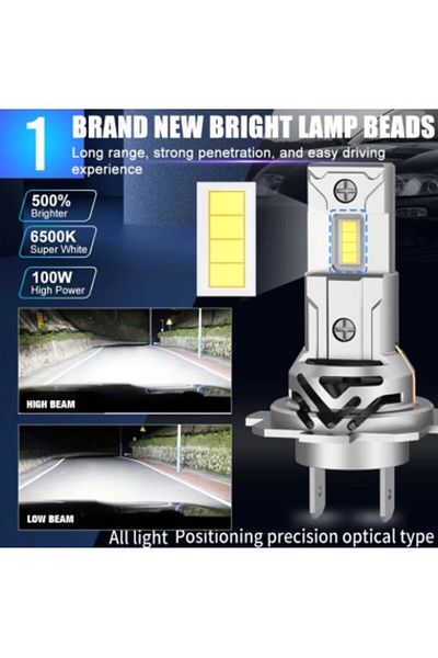 Xenon Bright Set of 2 Auto LED H7 Canbus, 60W, 6000 Lm, 12-24V, Cool White 6500K, 360° Angle