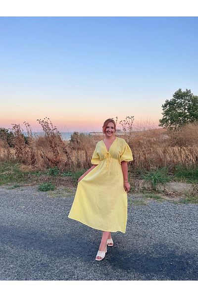 Tumtum Wear Butter Yellow Muslin Bow Detailed Dress