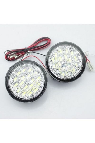 Xenon Bright Round daytime running lights 18 led*0.5W 12V with Off when headlight on function