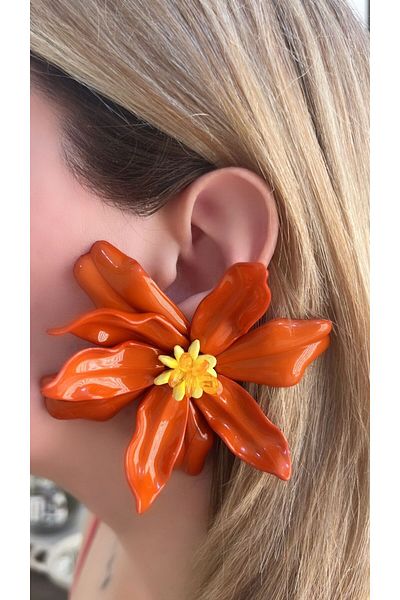 Store Diva Charm Enamel Orange Maxi Earrings
