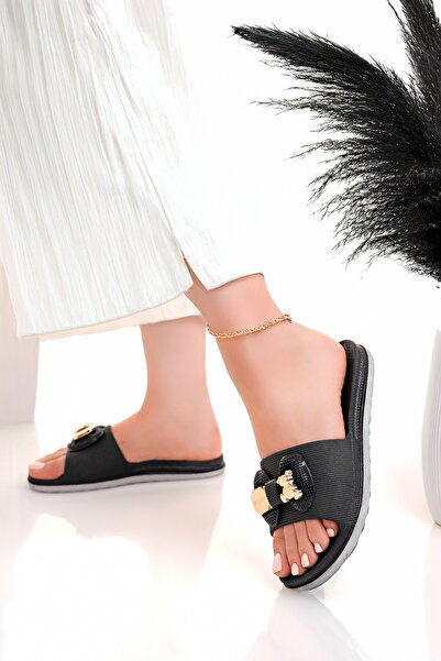 Modafırsat Kadın Terlik Siyah Kaydırmaz Su Geçirmez Şık Ev Dışarı Plaj Yazlık Günlük Terlik