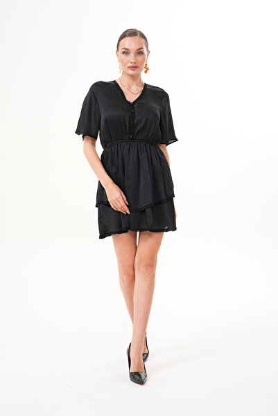 Marjinal Kadın Saten Lusia Dantel Detaylı Elbise