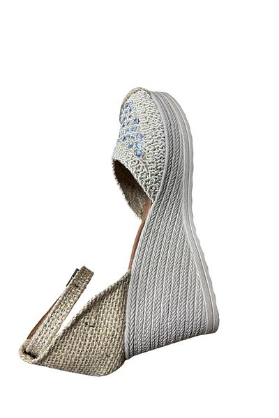 Shoes Sandale de vară din tricotaj din paie cu toc pană pentru damă