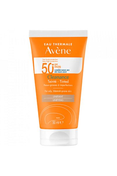 Avene Cremă de față colorată Cleanance SPF 50 Triasorb cu protecție solară pentru ten predispus la acnee, 50 ml