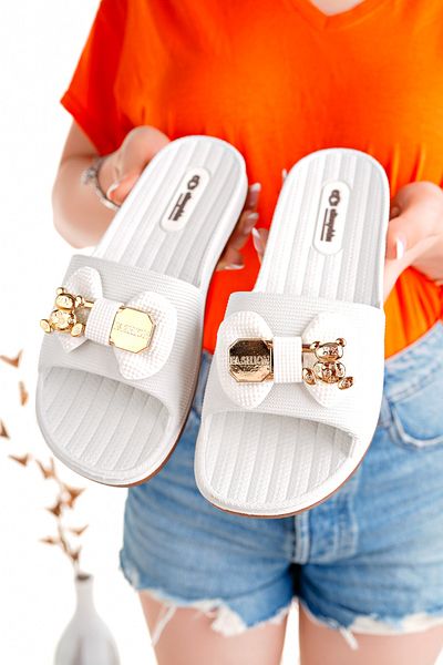 Modafırsat Women's Slippers White Non-Slip Waterproof Stylish Home Out Beach Summer Daily Slippers