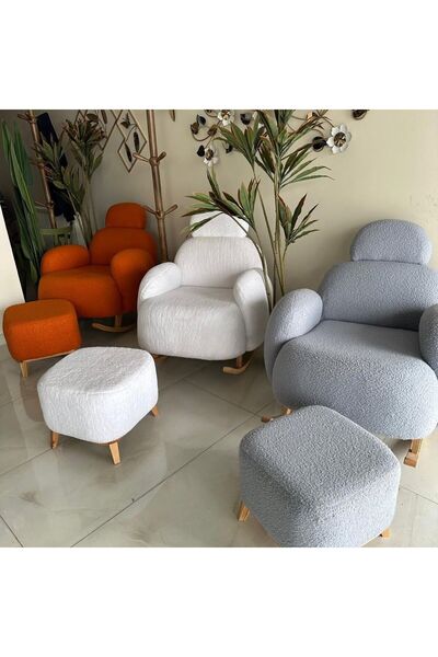 ÜNKAY Premium Sabit Başlıklı Sallanır Berjer & Emzirme Koltuğu ve Puf