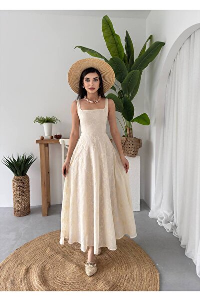 EtikaOnline Kalın Askılı Tasarım Dantel Elbise