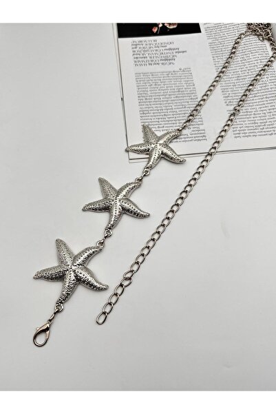 MODAM HİFA Star Detailed Chain Belt Women's Belt Dress Belt Shirt Belt Coat Belt