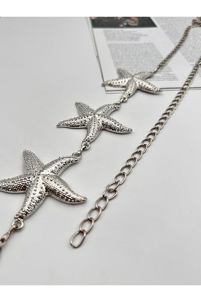MODAM HİFA Star Detailed Chain Belt Women's Belt Dress Belt Shirt Belt Coat Belt