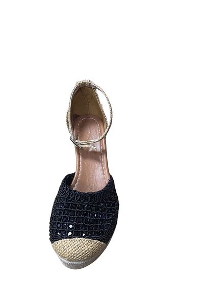 Shoes Sandale de vară din tricotaj din paie cu toc pană pentru damă