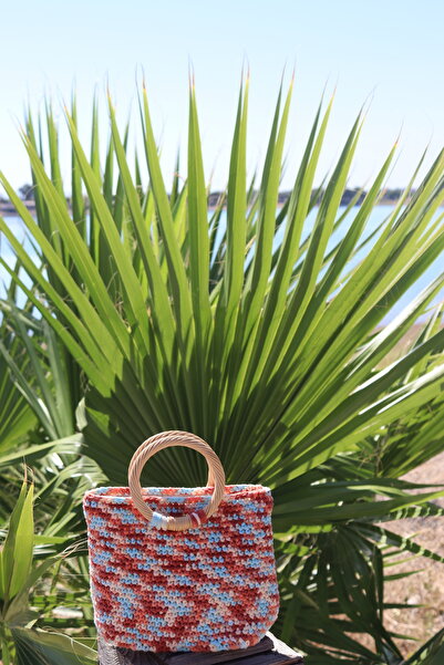 Bejon Mixed Color, Wooden Handle Knitting Bag - Inner Lined - Moly Ip