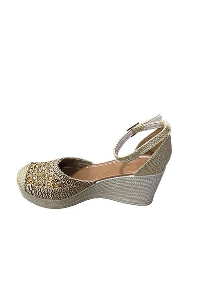 Shoes Sandale de vară din tricotaj din paie cu toc pană pentru damă
