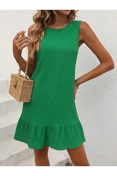 Koklonmoda Women's Relaxed Fit Ruffle Wrap Fabric Woven Dress