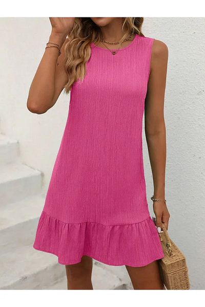 Koklonmoda Women's Relaxed Fit Ruffle Wrap Fabric Woven Dress