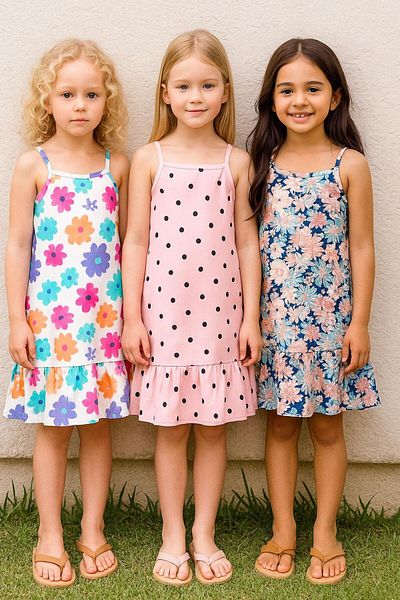 tny kids collection Summer 3 Pieces Drawstring Girls' Dress