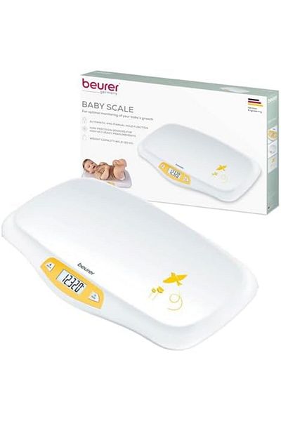 Beurer Digital Scale for Babies and Pets with Curved Base and Large LCD Screen - Model BY80 White