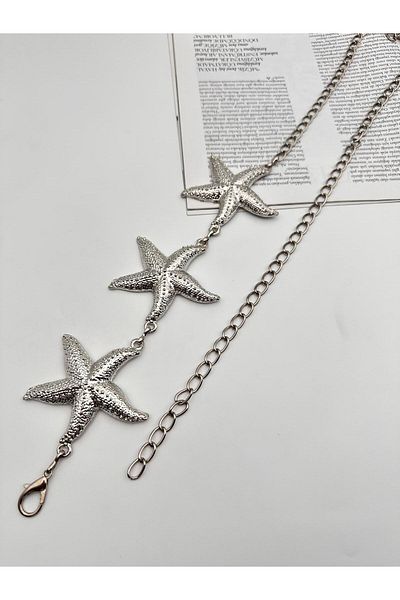 MODAM HİFA Star Detailed Chain Belt Women's Belt Dress Belt Shirt Belt Coat Belt