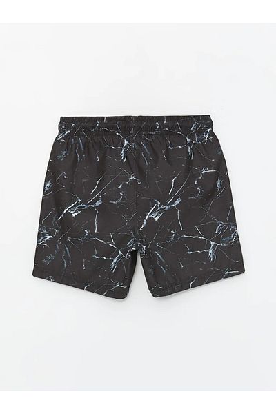 LC Waikiki Lcw Kids Black Printed Boys' Swim Shorts with Elastic Waist