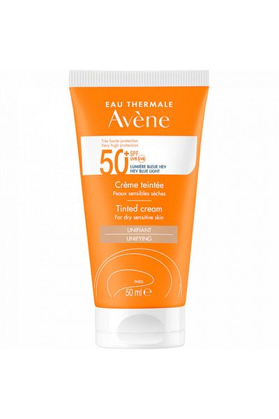 Avene Cremă de față colorată cu protecție solară pentru piele uscată și sensibilă SPF 50+ TRIASORB, 50 ml