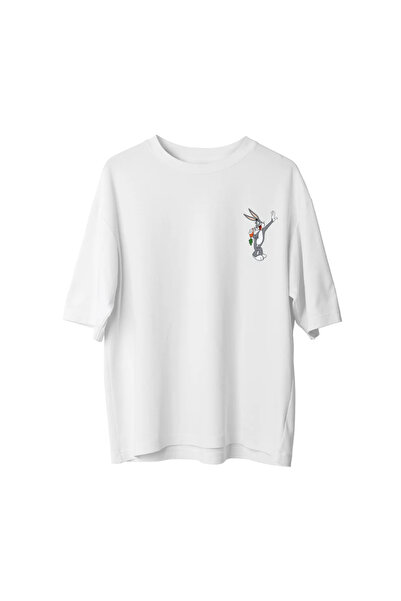 Koklonmoda Plus Size Unisex Bugs Bunny Printed Oversize T-Shirt