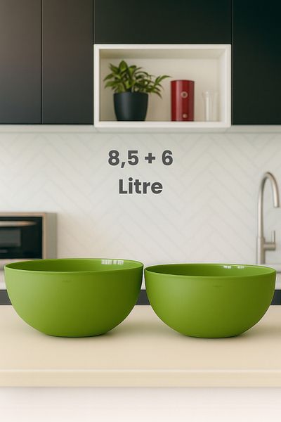 Melkan Home Large Size Round Bowl Set, Salad Bowl, Fruit Vegetable Bowl |   Bpa Free, Dough Basin, 2 Pieces