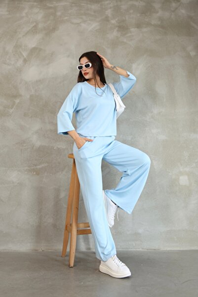 PONÇİK Kadın Modal Eşofman Takımı Soft Touche Kısa Kol Cepli Pantolon Takım