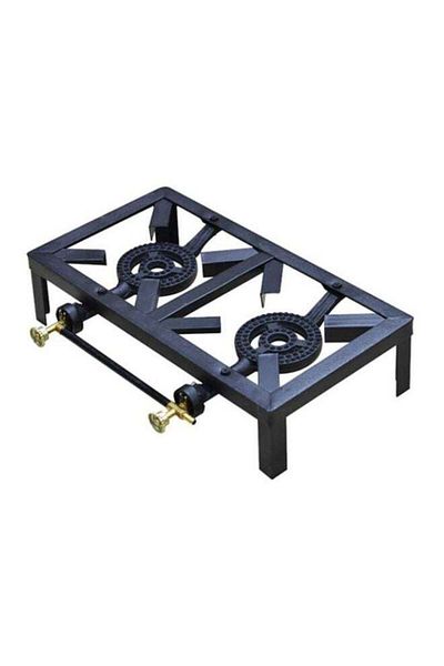 Generic Gas stove set with two burners, made of cast iron, consisting of two pieces, 31 cm