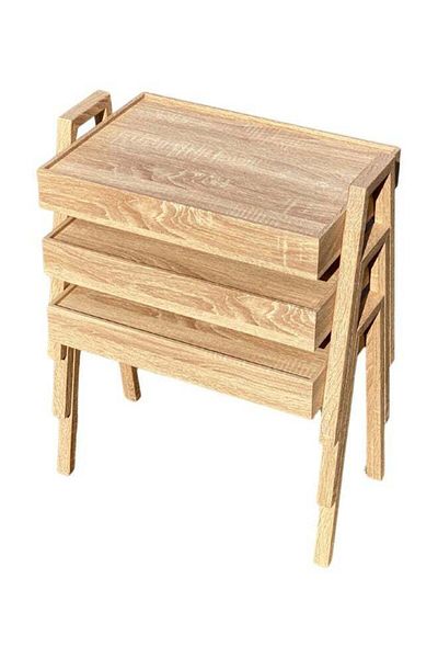 Generic 3-Piece Coffee and Tea Service Table Set Beige 50 x 35 x 41cm