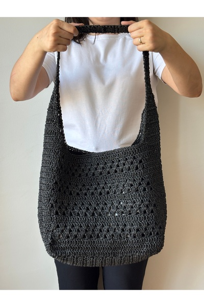 MSM M'sM Astarlı Hasır Çanta / El Örgüsü Çanta / El Yapımı Çanta / Yazlık Çanta / Plaj Çantası Kağıt Ip
