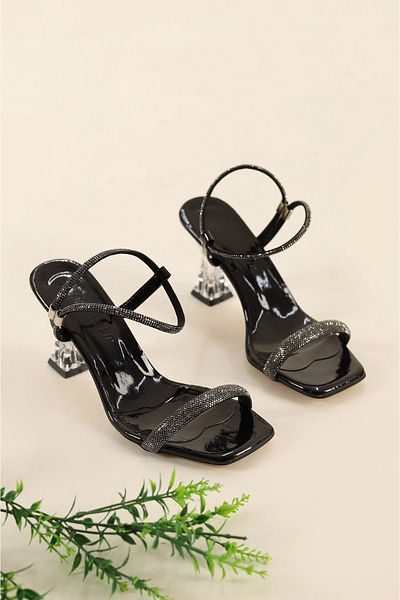Firibu Transparent Heeled Shoes with Stones