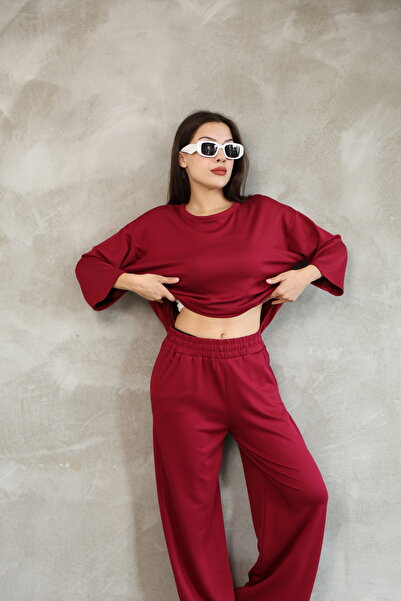 PONÇİK Kadın Modal Eşofman Takımı Soft Touche Kısa Kol Cepli Pantolon Takım