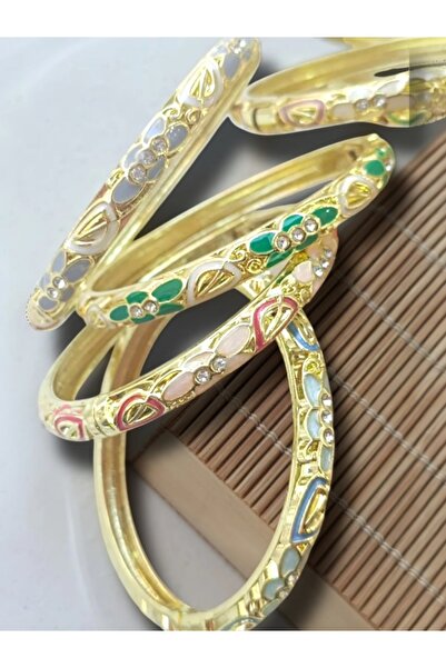 Finery by Nerrs Çiçek desenli, mineli emaye bilezikler ( standart ölçü)