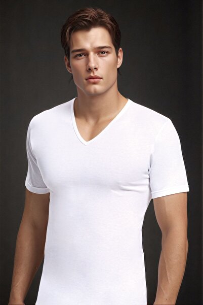 Loule Ανδρικό 100% βαμβακερό κοντό μανίκι V λαιμόκοψη 2 τεμαχίων μαύρο - λευκό T-shirt LL.IL10.KE12.001