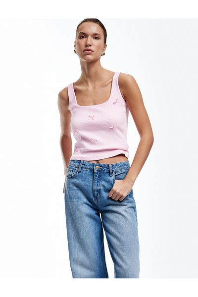 Koton New Season Cotton Ribbed Bow Detailed Square Neck Undershirt