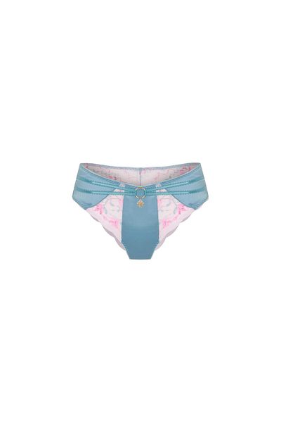 Feu De Elu Blume Turquoise Satin Lace Detailed Slip