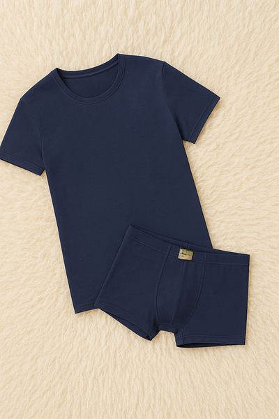 Loule Men's Clothing Bamboo Crew Neck T-Shirt & Boxer 2-Piece Set Ll.Il16.Ke12096