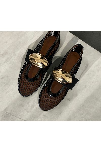 runa shoes Gold Buckle Detail File Babet