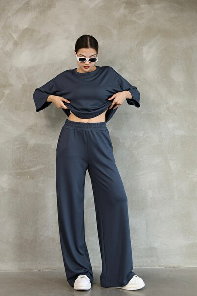 PONÇİK Kadın Modal Eşofman Takımı Soft Touche Kısa Kol Cepli Pantolon Takım