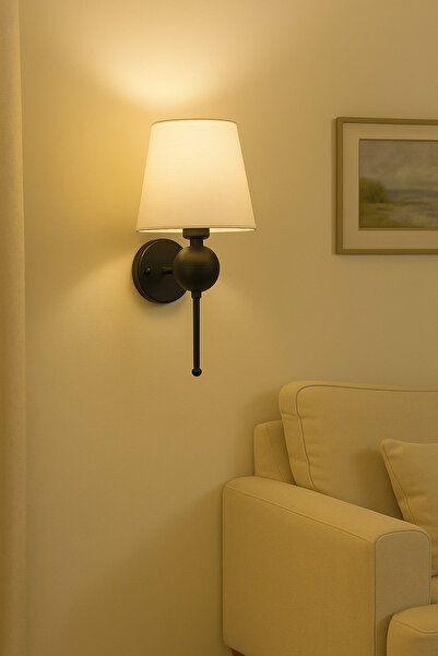 retro home design Özel Toplu Pilli Siyah Krem Abajur Şapkalı Aplik Yatak Odası Salon Tak Çalıştır 1 Adet