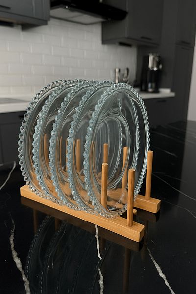 Gülümseten Avm Bead Patterned Glass Plate |   Stylish and Elegant Presentation Plate |   21 cm Glass Plate