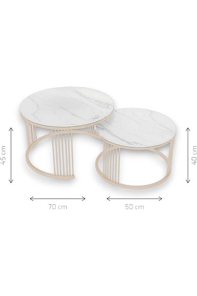 Generic 2-piece marble and metal coffee table set