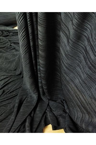 Kumaş Parça Pleated Jersey in Black Color (Width 140 cm X Length 240 cm)