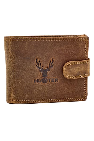 Micutz Men's Wallet Genuine Leather HUNTER, RFID Protection, Color: Cognac, 9.5x12x2 cm