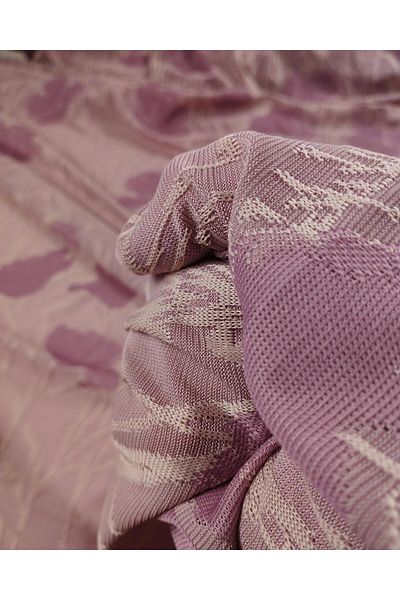 Kumaş Parça Thin Jersey with Knitted Flower Pattern in Pink Colors Width: 150 cm