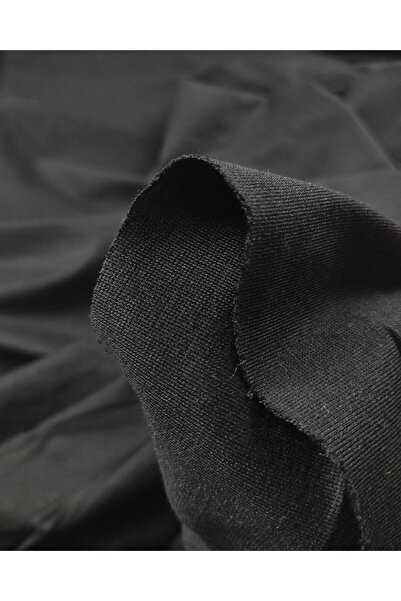 Kumaş Parça Bumbac pieptănat interlock în culoare neagră (lățime 130 cm x lun...