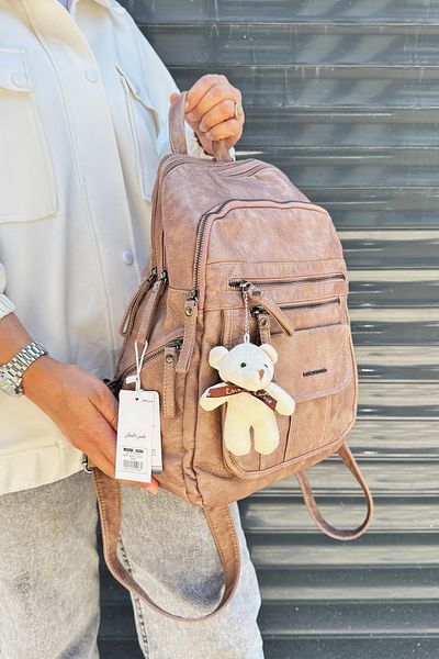çantamgelsin Just Polo Women's Soft Leather 9 Compartment Backpack
