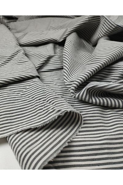Kumaş Parça Ashy Navy Blue White Εγγραφικές Ρίγες Πλάτος: 150 cm