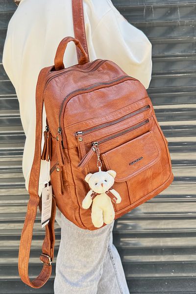 çantamgelsin Just Polo Women's Soft Leather 9 Compartment Backpack