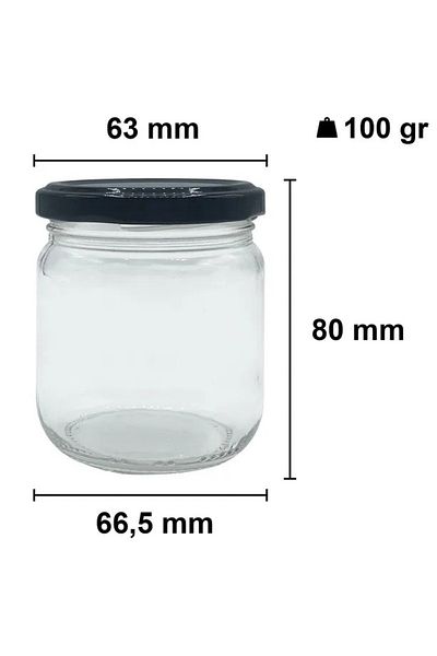Tanemce 8 Pieces 210 ml Metal Black Canned Food Yogurt Storage 210 Cc Transparent Glass Jar with Lid