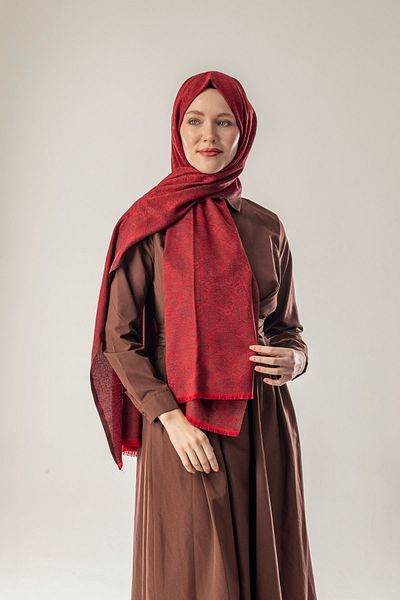 FLEUR SOİE Rosewood Mist Pattern Woven Cotton Shawl